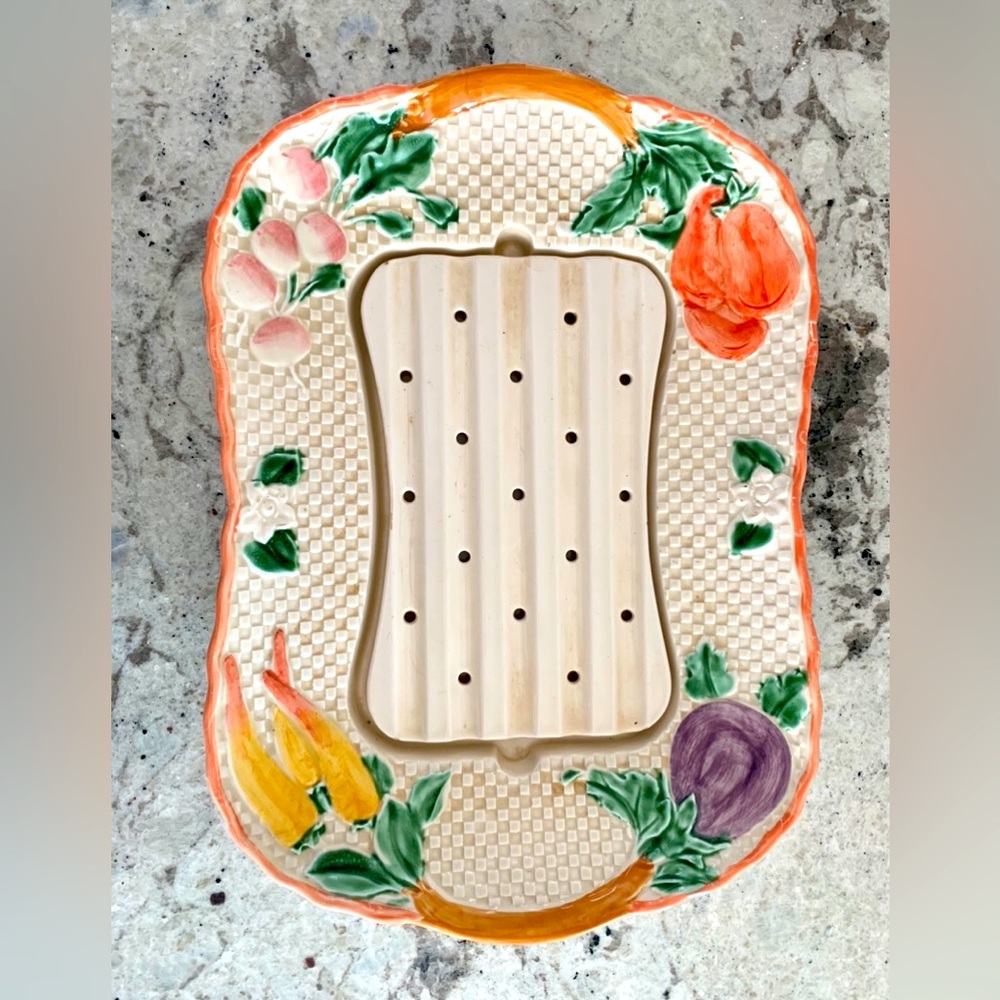 Vintage Pick Of The Crop Vegetables Embossed Drying Platter Plate Shafford